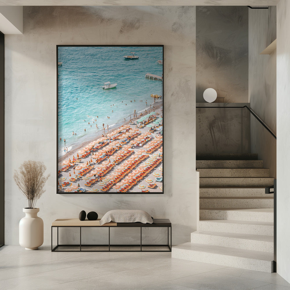 Positano Beach Scene Poster