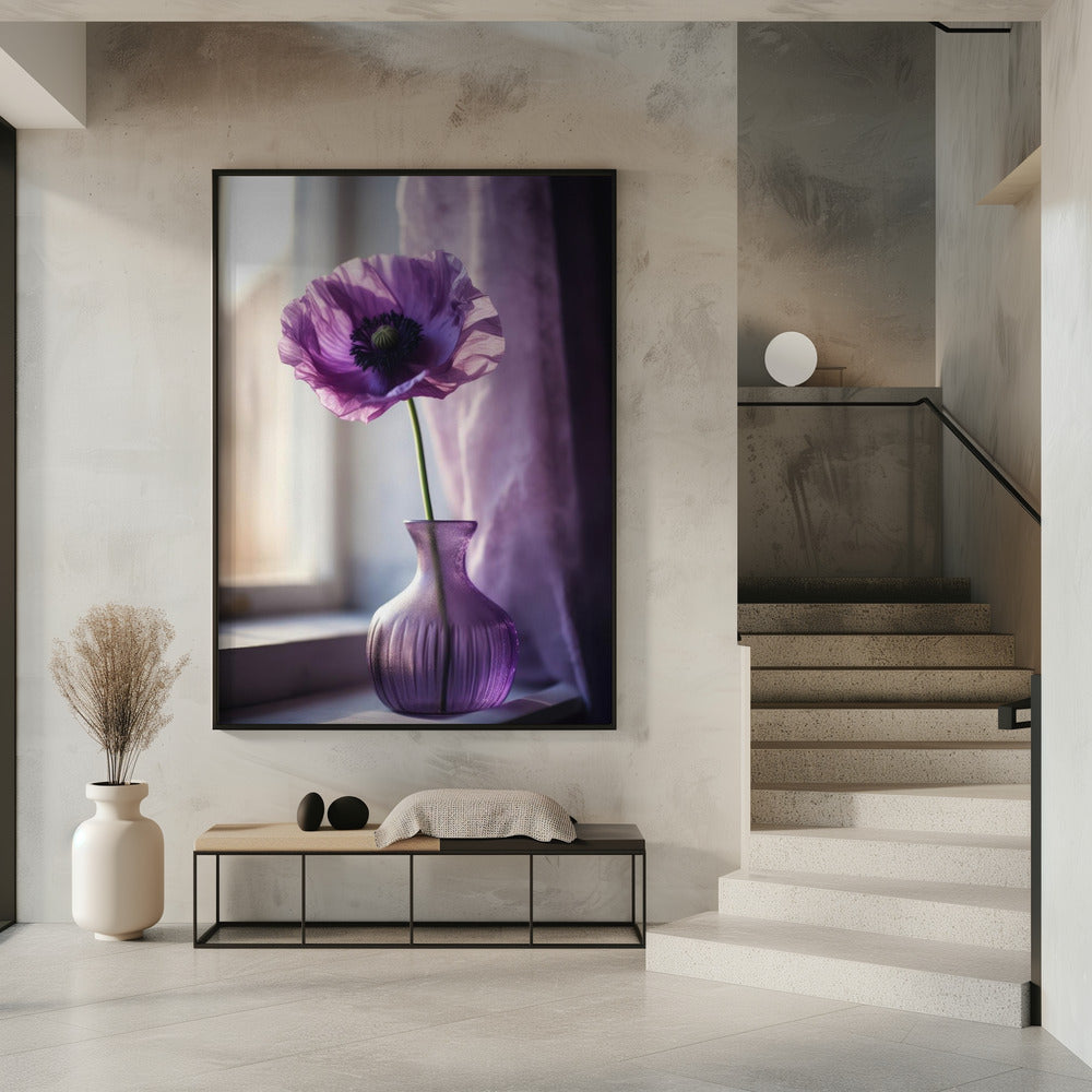 Purple Poppy In Vase Poster