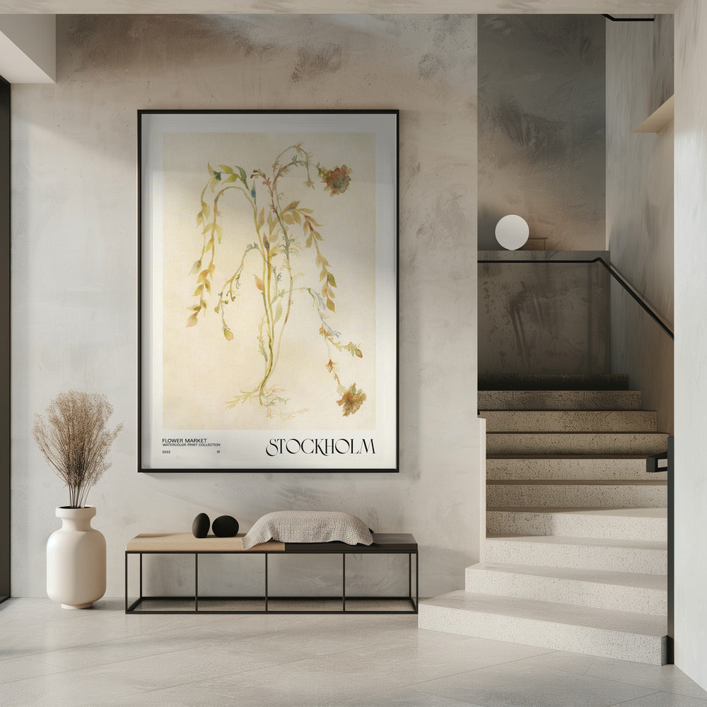 Watercolor print collection. Flower market - Stockholm Poster