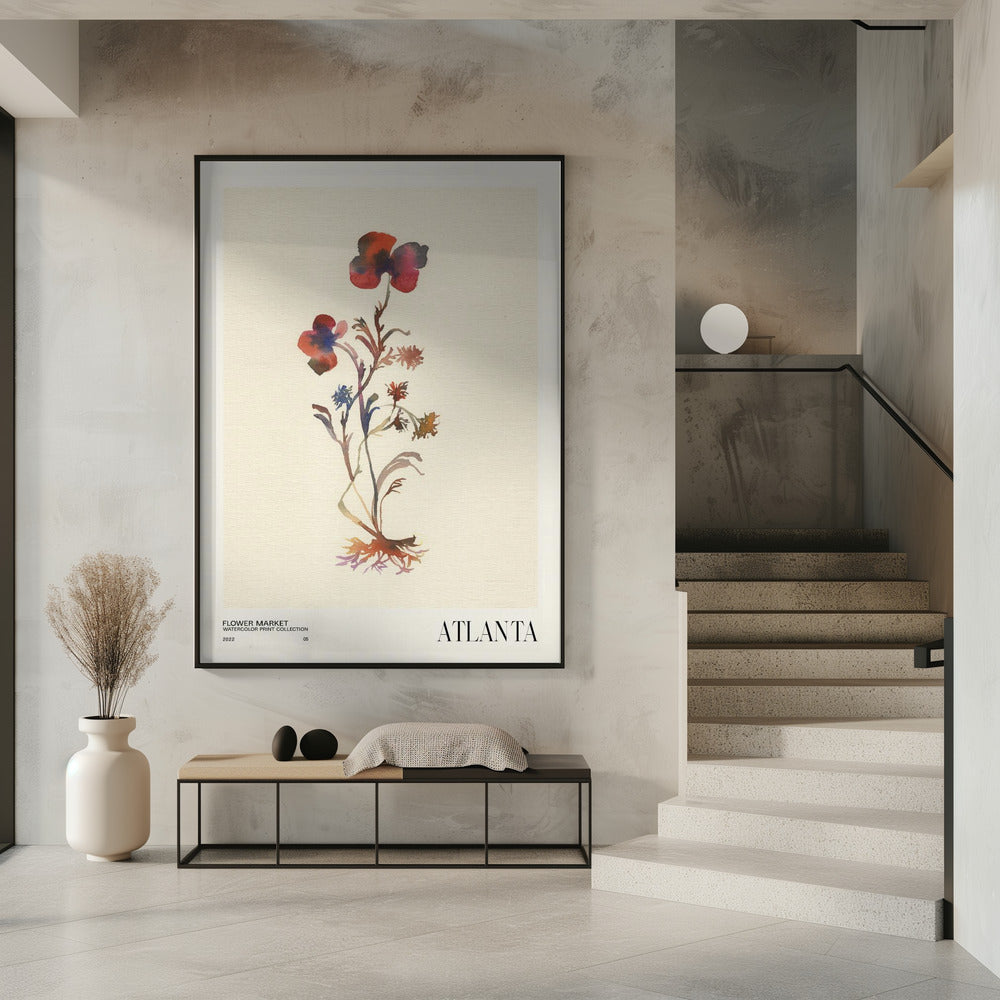 Watercolor print collection. Flower market - Atlanta Poster