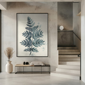 Teal watercolor fern 1 Poster