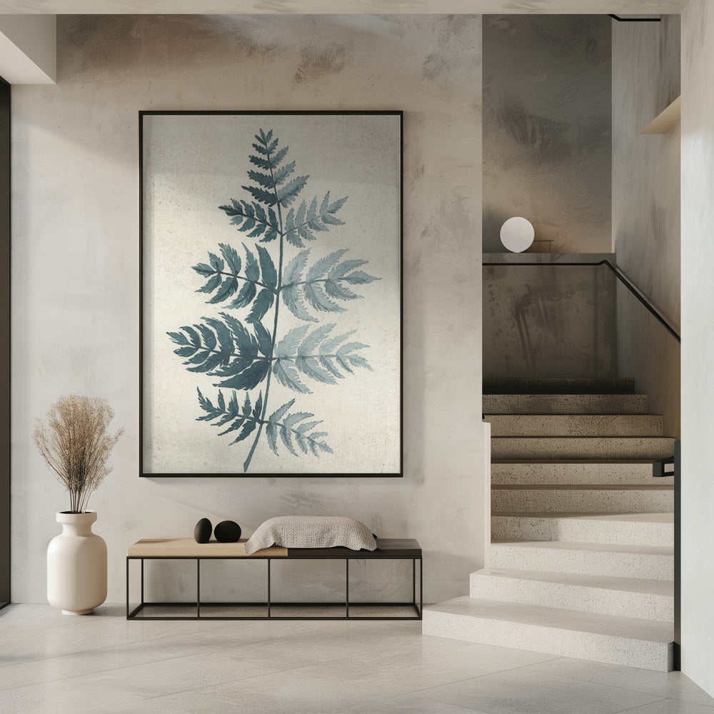 Teal watercolor fern 4 Poster