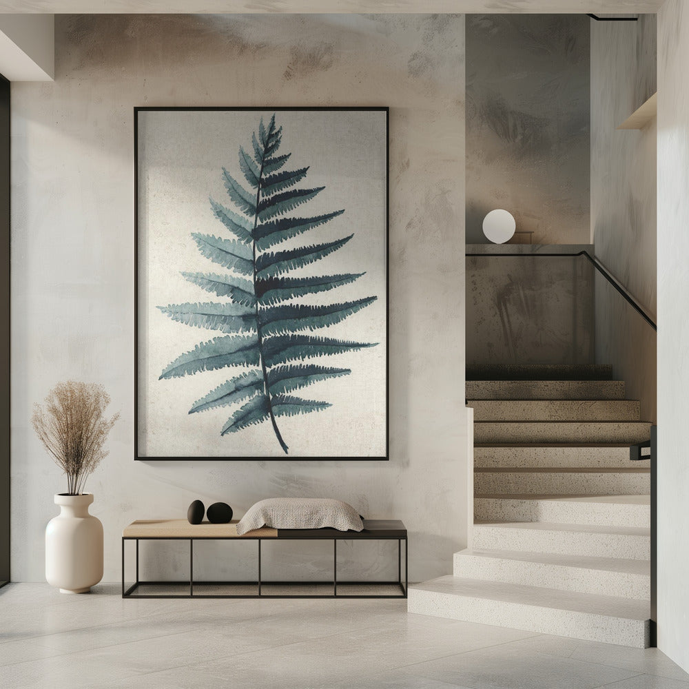 Teal watercolor fern 5 Poster