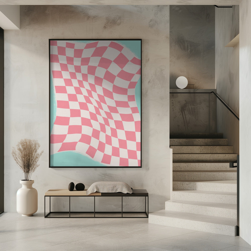 Pink Checker Cloth Poster