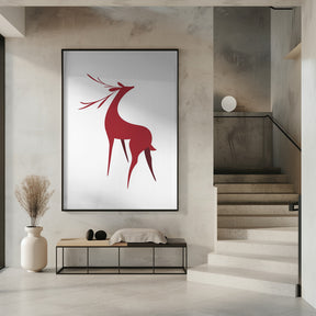 Stylized retro deer (red) Poster