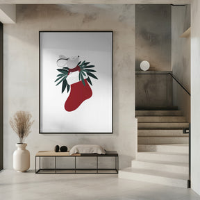 Cute mouse in a Christmas stocking Poster