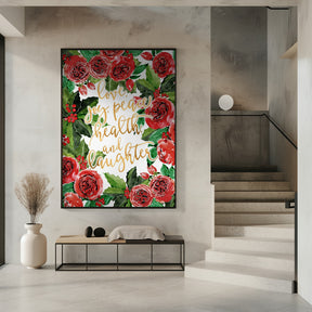 Best wishes holiday red roses Poster