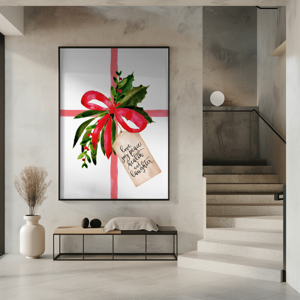 Watercolor gift with holiday wishes Poster