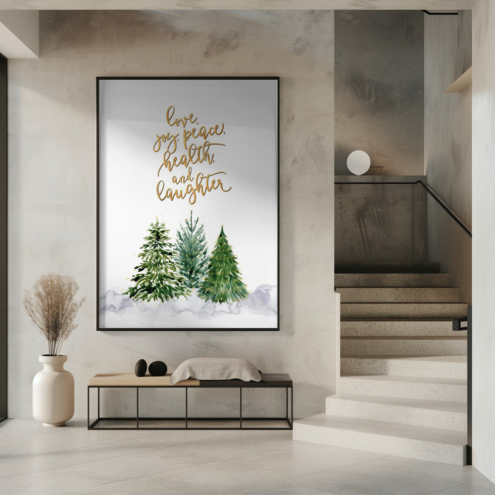 Christmas trees with holiday wishes Poster