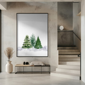 Three watercolor pine trees Poster