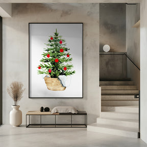 Cozy watercolor Christmas tree Poster