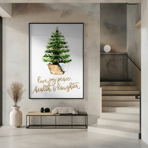 Cozy Christmas tree with holiday wishes Poster