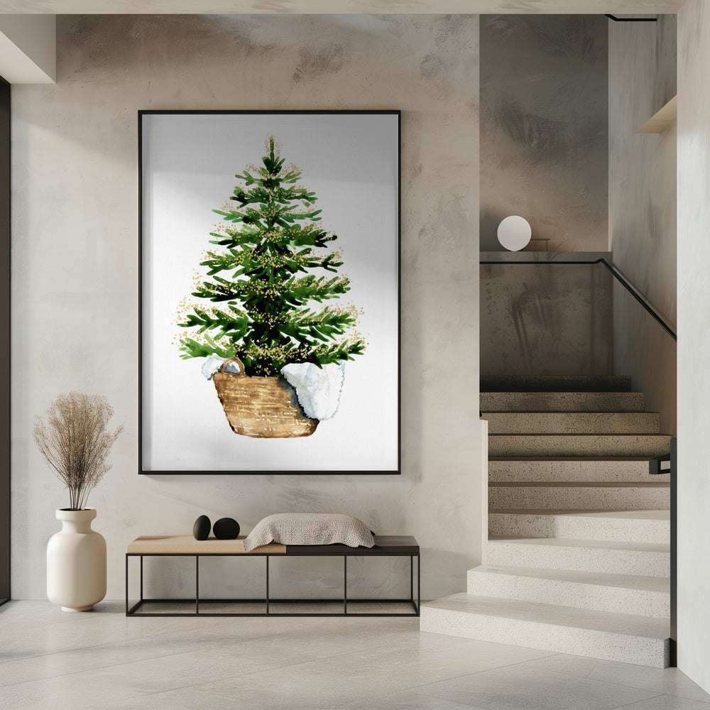 Cozy watercolor Christmas tree (2) Poster