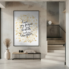 Holiday wishes with gold flowers Poster