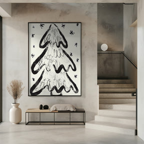 Christmas Tree And Snow (White) Poster