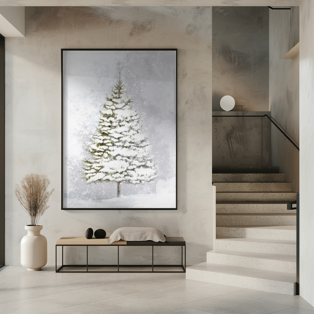 Lone fir in the snow Poster