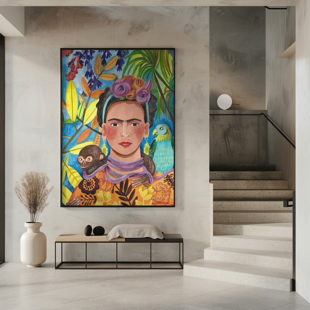 Frida and her parrots Poster