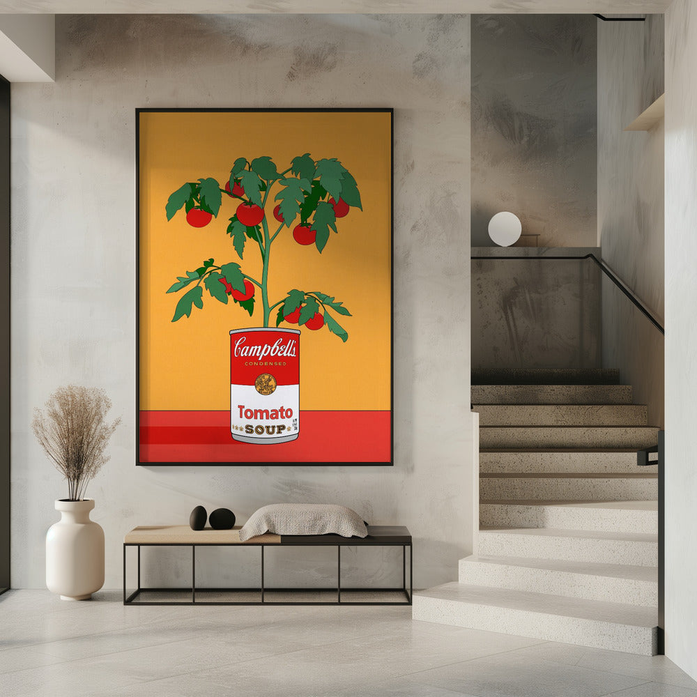 Campbells Soup Tomato Plant Retro Illustration Poster