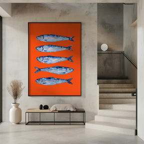 Sardines on Orange Poster