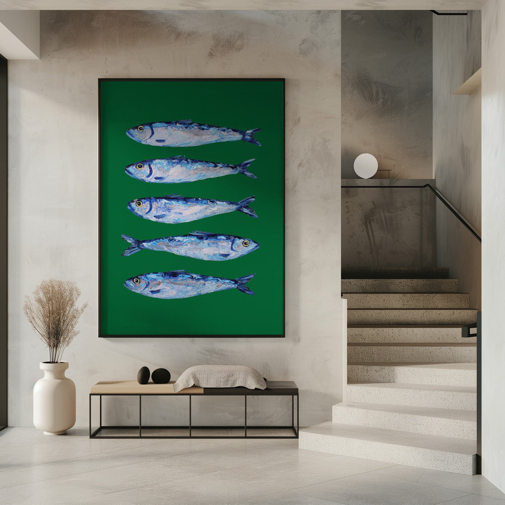 Sardines Forest Green Poster