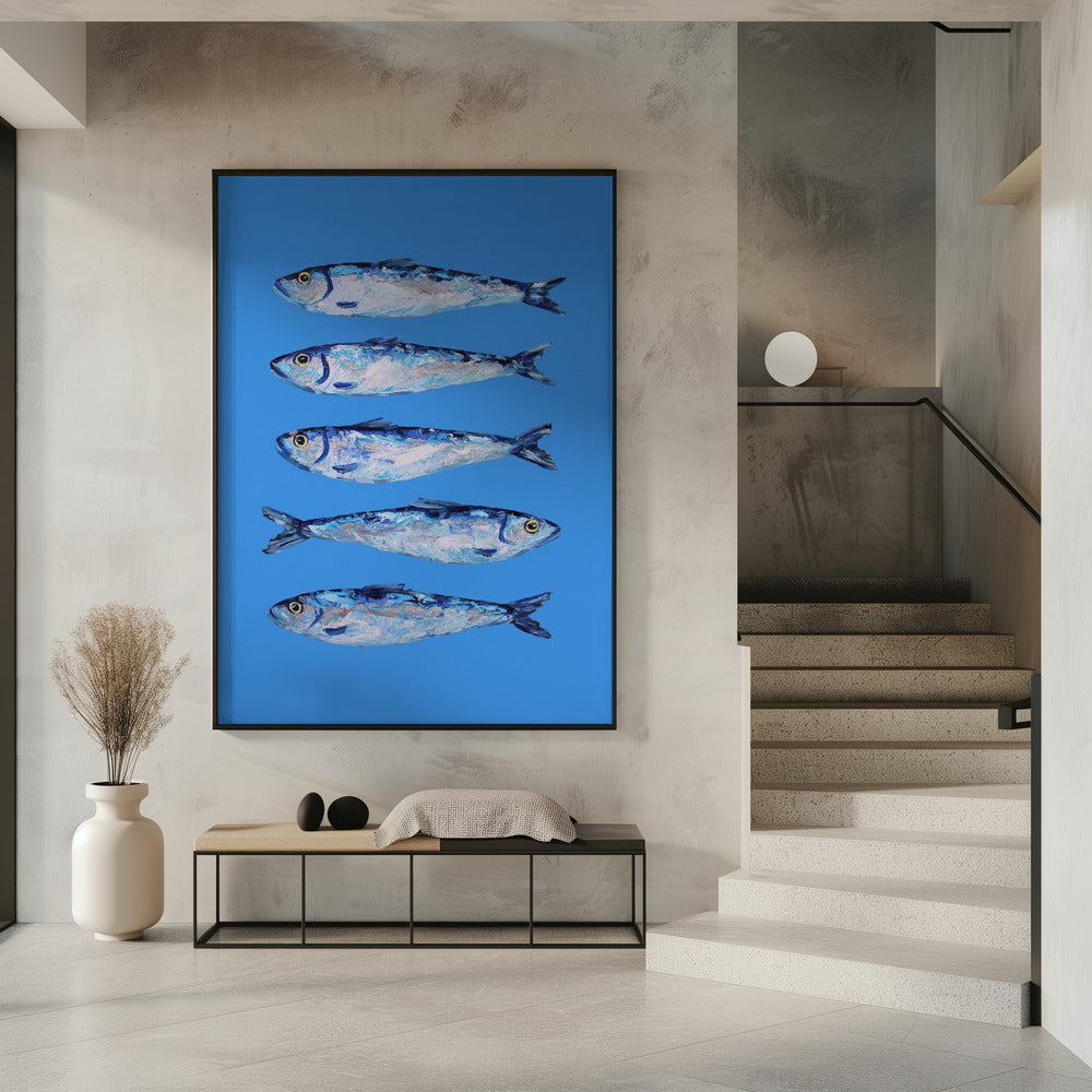 Sardines on Blue Poster