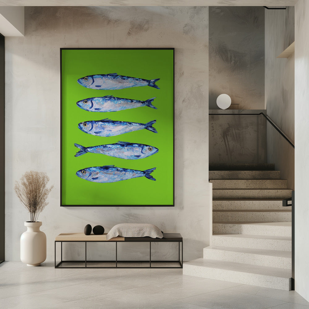 Sardines Lime Green Poster