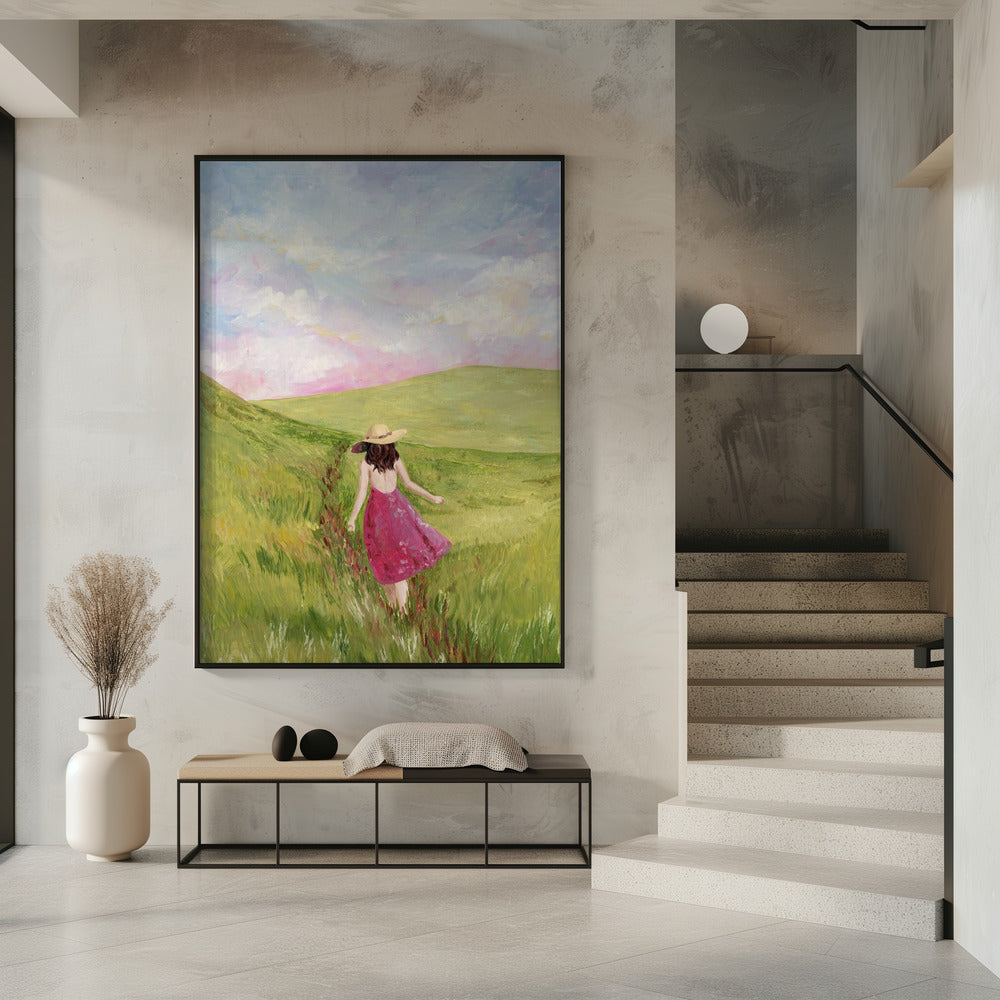 Girl in a meadow Poster