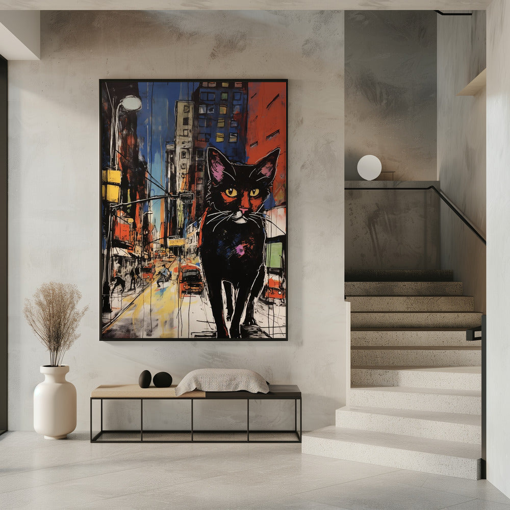 Down Town Cat Poster