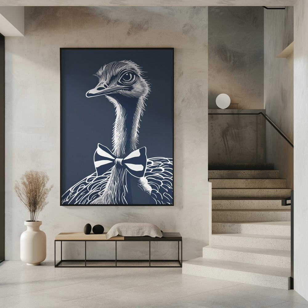 Ostrich with bow tie Poster