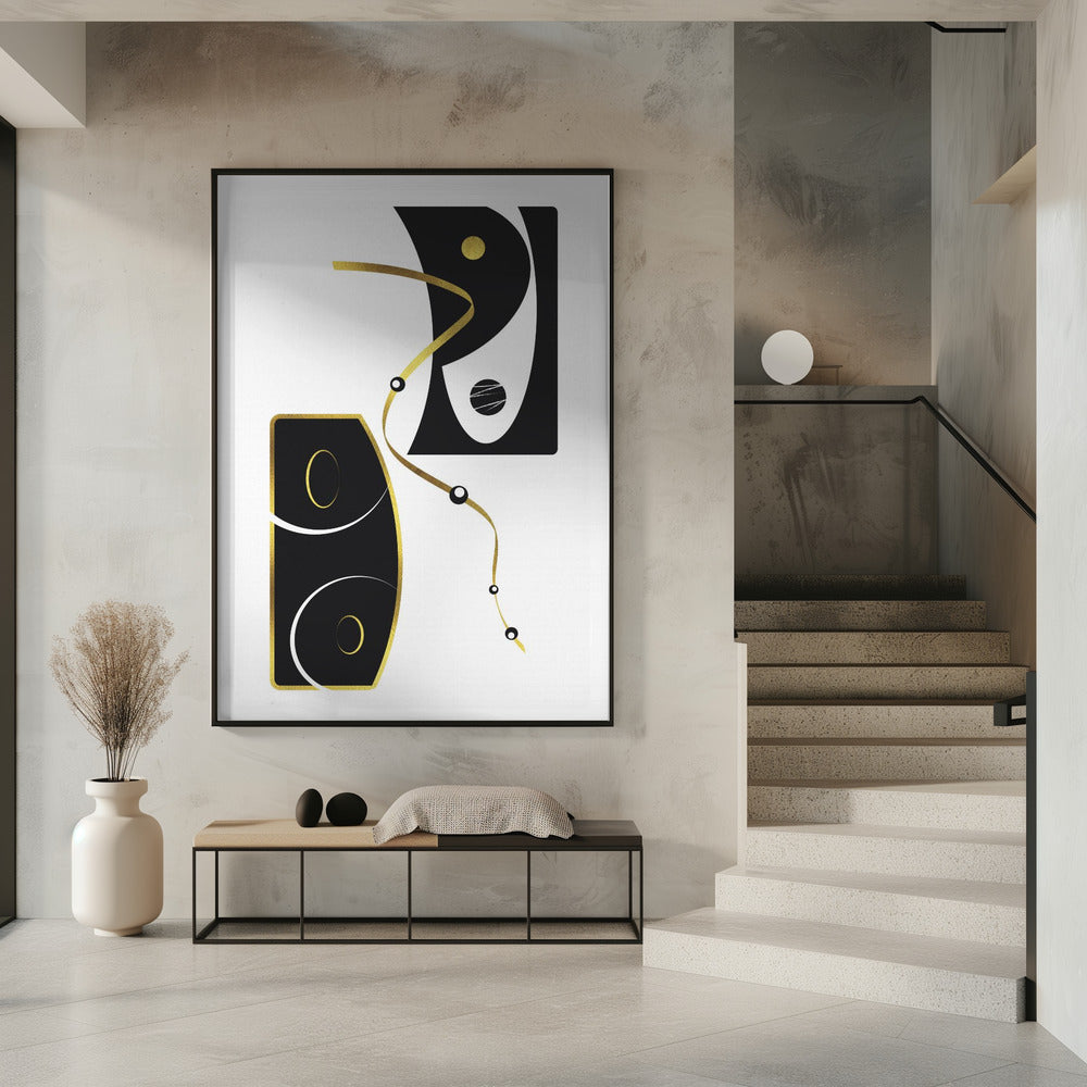 Black &amp; White Abstract No. 2 | gold Poster