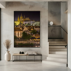 Prague Castle and St. Vitus Cathedral by night Poster