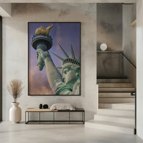 NEW YORK CITY Statue of Liberty at sunset Poster