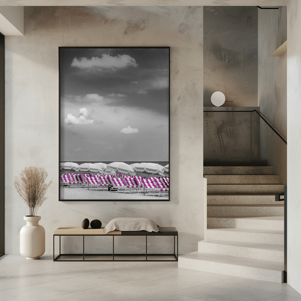 Idyllic beach scene | pink color pop Poster