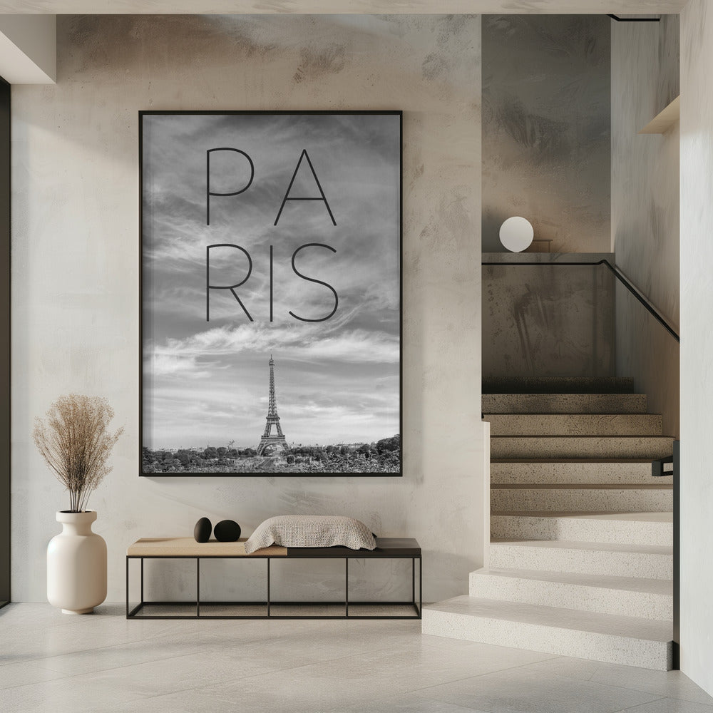 PARIS Eiffel Tower | Text &amp; Skyline Poster