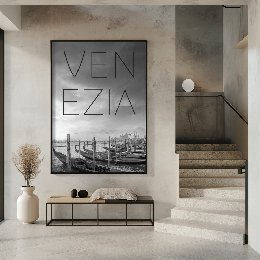 VENICE Gondolas &amp; Santa Maria della Salute | Text &amp; Skyline Poster