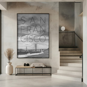 Golden Gate Bridge &amp; Baker Beach | Text &amp; Skyline Poster