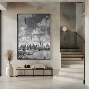 NYC Lower Manhattan &amp; Brooklyn Bridge | Text &amp; Skyline Poster