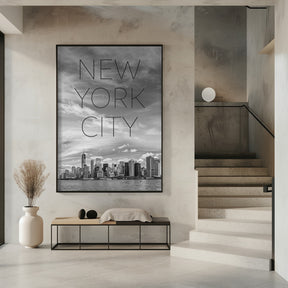 NYC Lower Manhattan &amp; Hudson River | Text &amp; Skyline Poster