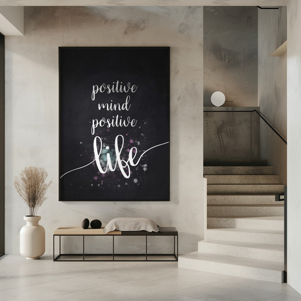 Text Art POSITIVE MIND POSITIVE LIFE Poster