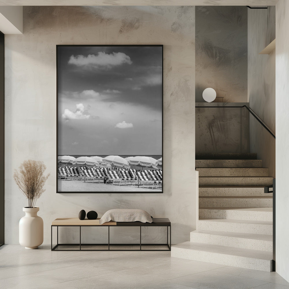 MIAMI BEACH Monochrome beach scene Poster