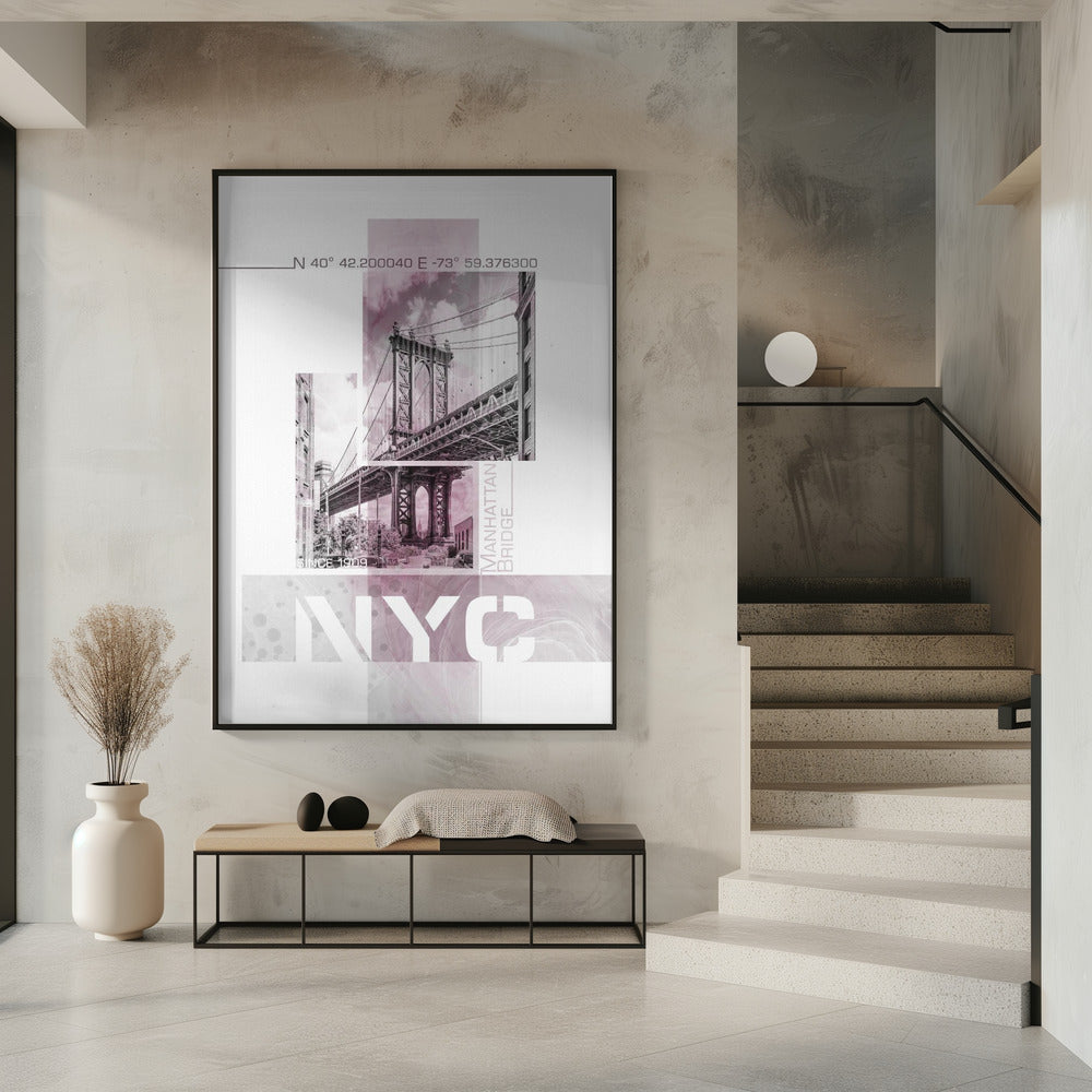 Poster Art NYC Manhattan Bridge | pink marble Poster