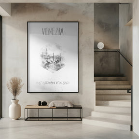 Coordinates VENICE Grand Canal | monochrome watercolor Poster