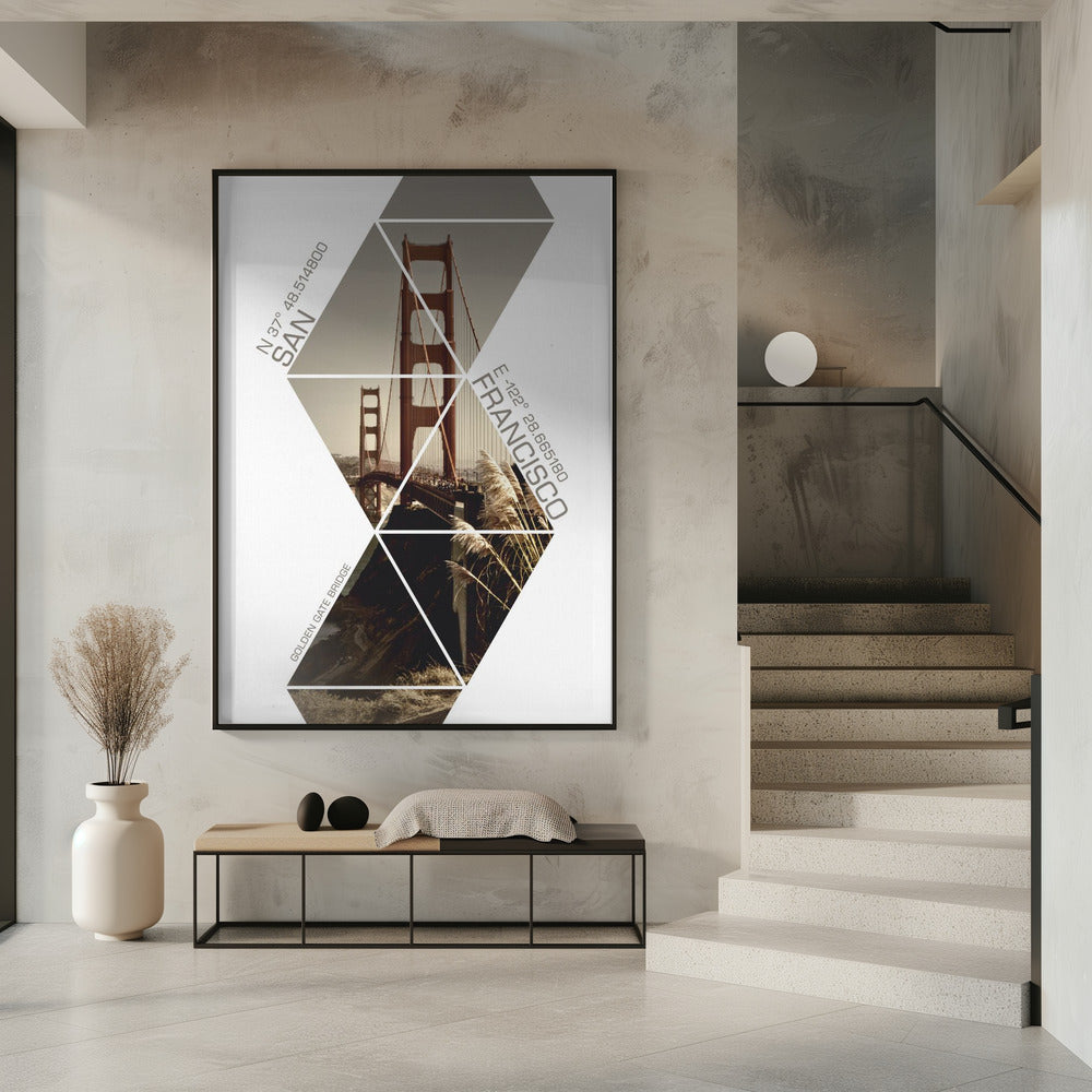 Coordinates SAN FRANCISCO Golden Gate Bridge Poster