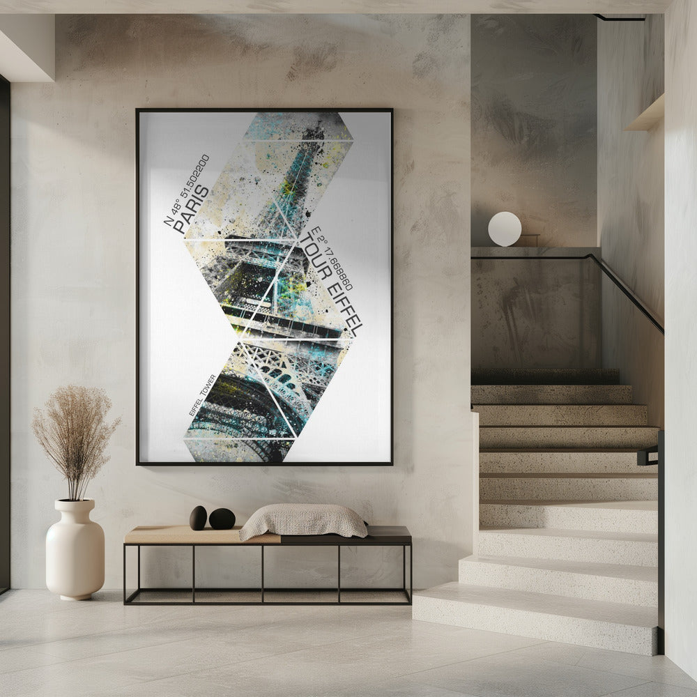 Modern Art Eiffel Tower Coordinates Poster