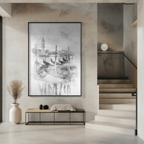 Monochrome Art VENICE Canal Grande | watercolor Poster