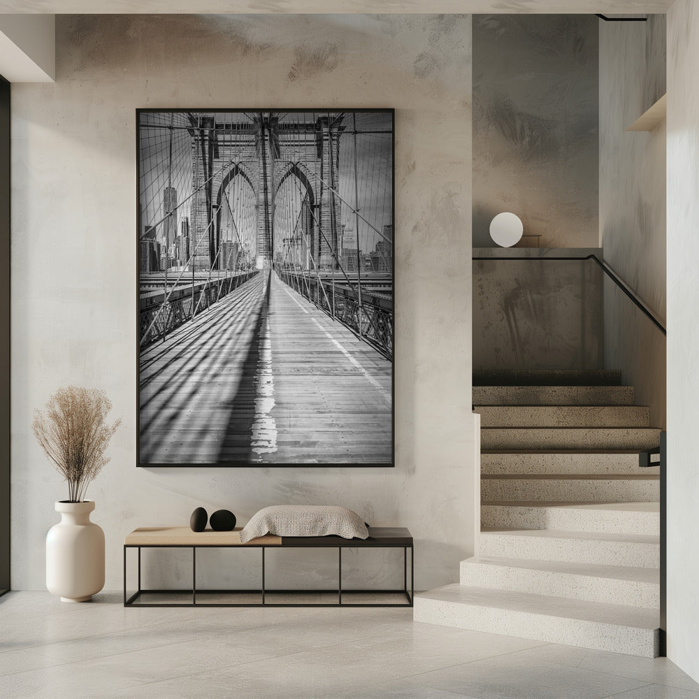 NEW YORK CITY Brooklyn Bridge - upright slim panorama Poster