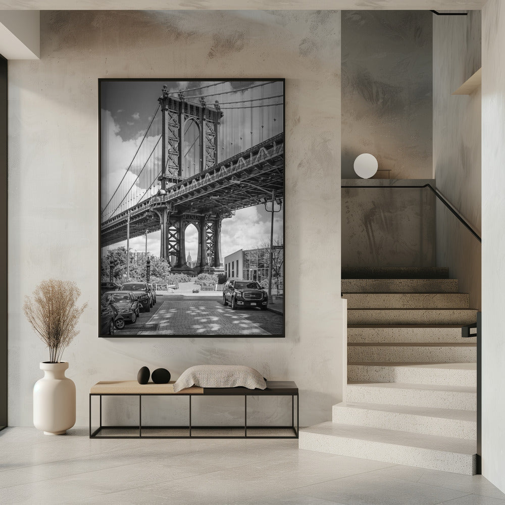 NEW YORK CITY Manhattan Bridge - upright slim panorama Poster