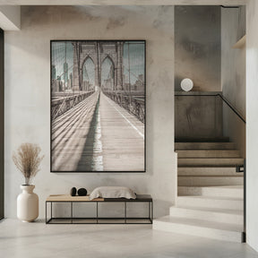 NYC Brooklyn Bridge Panorama | urban vintage style Poster