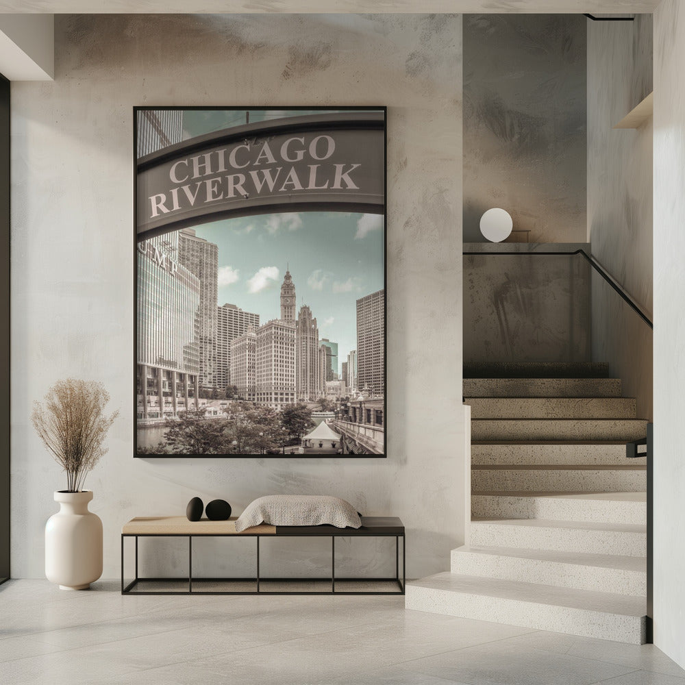 CHICAGO Riverwalk | urban vintage style Poster