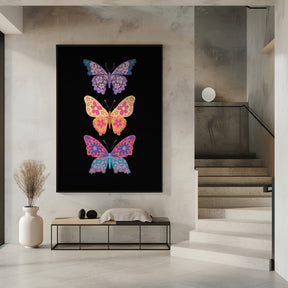 Colorful floral butterflies III Poster